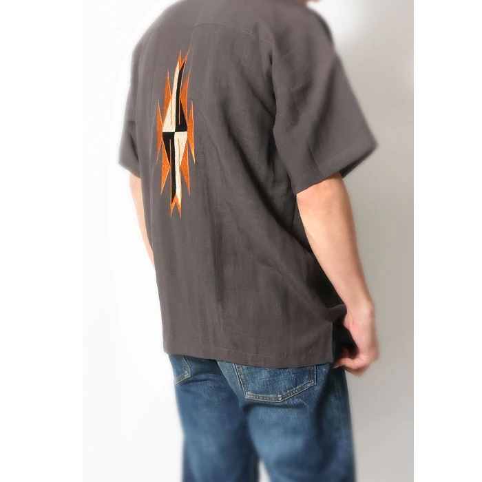 HOUSTON 41331 LINEN CHIMAYO S/S SHIRT<br>�ڥҥ塼���ȥ� ��ͥ���ޥ�Ⱦµ����ġۥ�� ��ǥ����� �ߥ꥿�꡼ �����ȥɥ� �����奢��ɽ������ ���ޥ��� ������ �ǥ��꡼�桼�� ���ʻȤ� Ⱦµ �ץ��ȥ���� �����������å� �����ץ󥫥顼�����