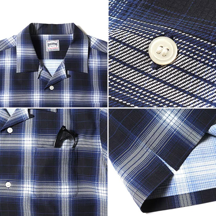 HOUSTON 41314 VENT NYLON RIP OPEN COLLAR SHIRT(OMBRE CHECK)<br>�ڥҥ塼���ȥ� ������ȥʥ������åץ����ץ󥫥顼Ⱦµ����ġۥ�� ��ǥ����� �ߥ꥿�꡼ �����ȥɥ� �����奢�� �����å������ ����֥쥷��� ������ �ǥ��꡼�桼�� ���ʻȤ� Ⱦµ �����������å�
