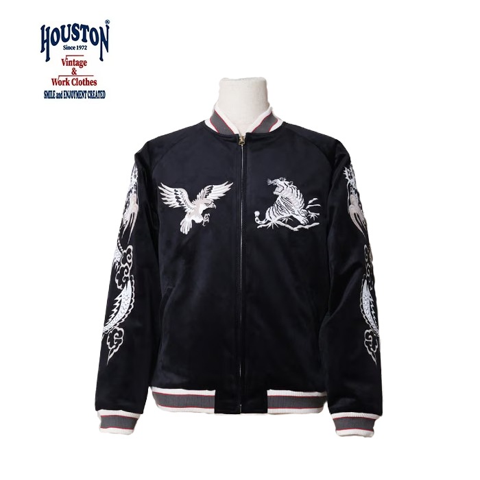 HOUSTON 51618 VELVETEEN SOUVENIR JACKET (MAP) <br>�ڥҥ塼���ȥ� ���������٥˥����㥱�å� �ޥå����ۥ�� �����奢�� �����ߡ� �����٥˥� ���� �����Ͽ� �� �� ζ