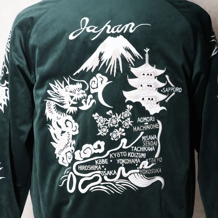HOUSTON 51618 VELVETEEN SOUVENIR JACKET (MAP) <br>�ڥҥ塼���ȥ� ���������٥˥����㥱�å� �ޥå����ۥ�� �����奢�� �����ߡ� �����٥˥� ���� �����Ͽ� �� �� ζ
