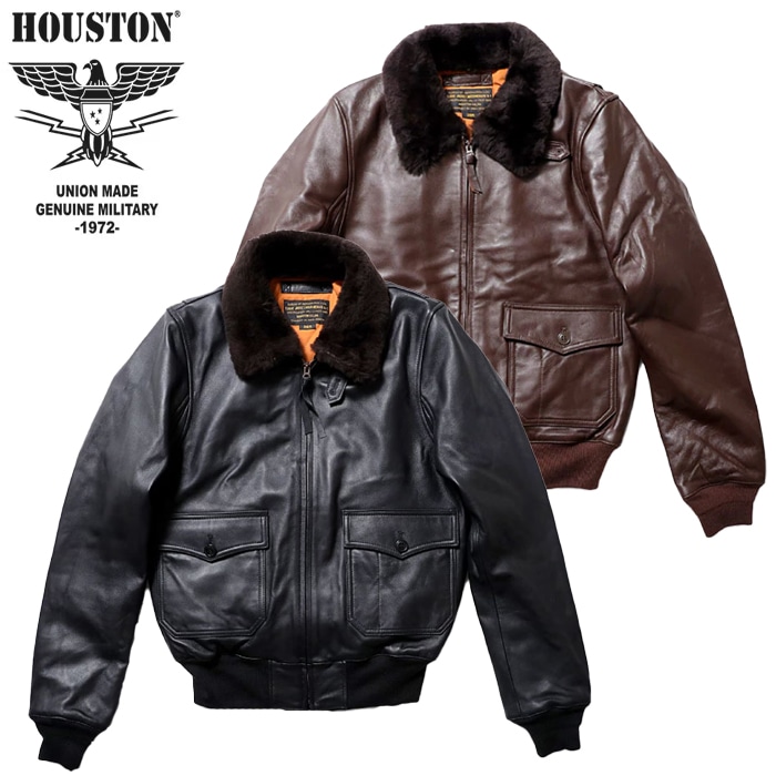 HOUSTON G-1 フライトジャケット レザー 42 L-XL ボア脱着 HOUSTON / ヒューストン】G-1 LEATHER JACKET / G-1 レザー ジャケット