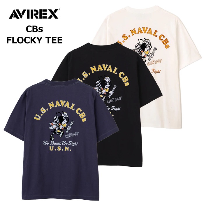 AVIREX U.S. NAVAL CBs FLOCKY T-SHIRT<br>�ڥ��ӥ�å��� US�ͥ�������CBs�ե��å���T����ġ�<br>7836234006 ��� �ߥ꥿�꡼ �����ȥɥ� �����奢�� T����� �ե��å����ù� ����åɥ��顼 ���롼�ͥå� �����ӡ��� ��������å���