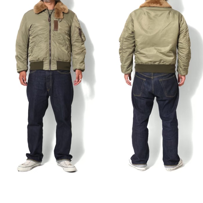 HOUSTON 5001C B-15B FLIGHT JACKET<br>�ڥҥ塼���ȥ� 5001C B-15B�ե饤�ȥ��㥱�åȡۥ�� �����奢�� �����ߡ� ������ B-15B ����ʪ ��ᥤ�� ��ץꥫ �������� �ե����դ� �ࡼ�ȥ�ܥ�