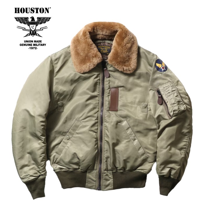 HOUSTON 5001C B-15B FLIGHT JACKET<br>�ڥҥ塼���ȥ� 5001C B-15B�ե饤�ȥ��㥱�åȡۥ�� �����奢�� �����ߡ� ������ B-15B ����ʪ ��ᥤ�� ��ץꥫ �������� �ե����դ� �ࡼ�ȥ�ܥ�