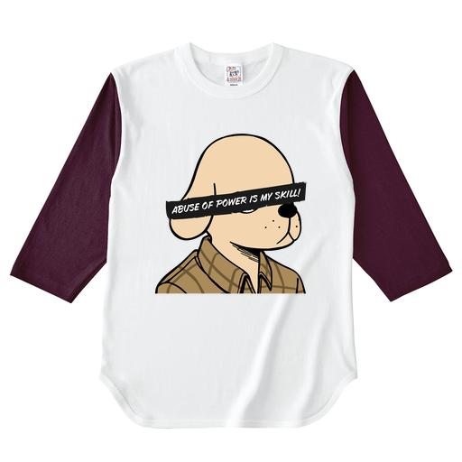 「藤田 智夫|目隠し」7分袖ベースボールシャツ