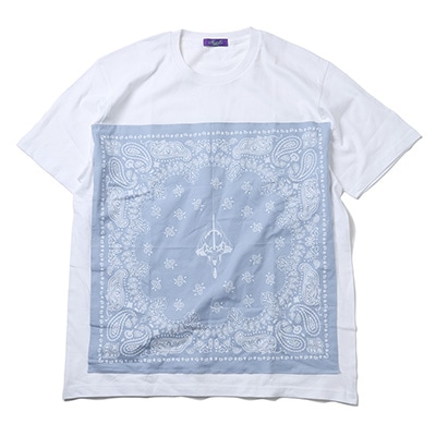 EVA-01 PAISLEYS BANDANNA T-Shirt (WHITE×BLUE)