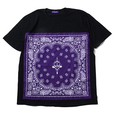 EVA-01 PAISLEYS BANDANNA T-Shirt (BLACK×PURPLE)