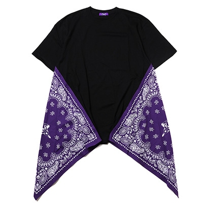 EVA-01 PAISLEYS BANDANNA BIG T-Shirt (BLACK×PURPLE)