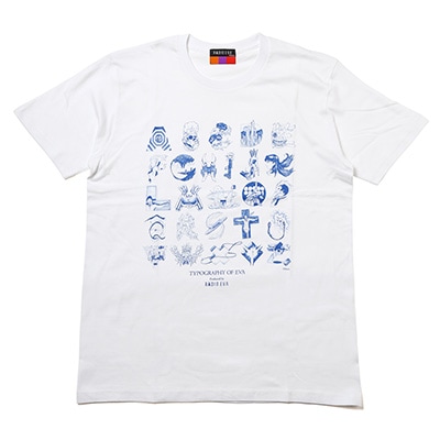 TYPOGRAPHY OF EVA index T-Shirt (WHITE×BLUE)