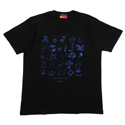 TYPOGRAPHY OF EVA index T-Shirt (BLACK×BLUE)