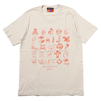 TYPOGRAPHY OF EVA index T-Shirt (NATURAL×ORANGE)