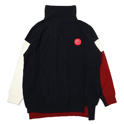 EVANGELION Panel Turtleneck Knit (BLACK×WHITE×RED)