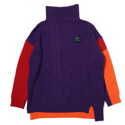 EVANGELION Panel Turtleneck Knit (ORANVE×RED×PURPLE)