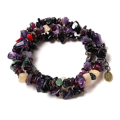 Pebble ＆ Metal Chip's Beads Cord (VIVIFY) (ブラック×パープル(13号機))