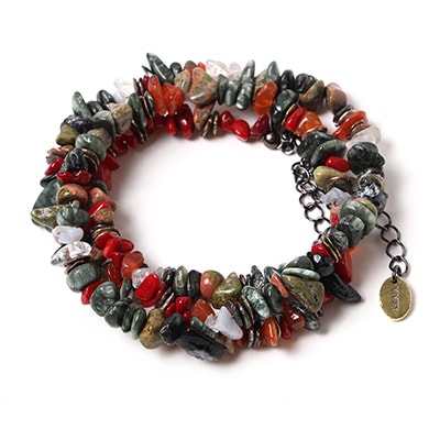 Pebble ＆ Metal Chip's Beads Cord (VIVIFY) (グリーン×レッド(新2号機α))