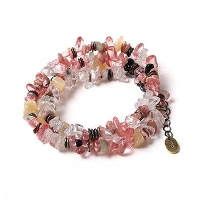 Pebble ＆ Metal Chip's Beads Cord (VIVIFY) (ピンク(8号機))