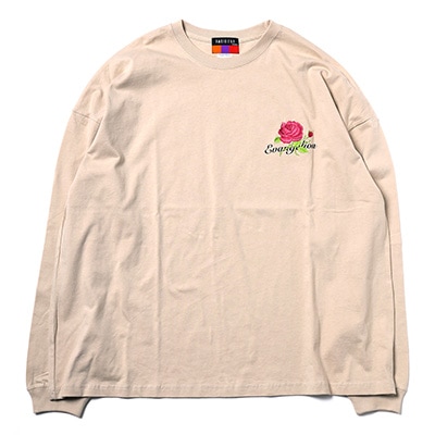 EVANGELION Flower Embroidery Cutsew (BEIGE(MARI))