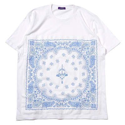 EVA-01 PAISLEYS BANDANNA T-Shirt (WHITE×LIGHT BLUE)