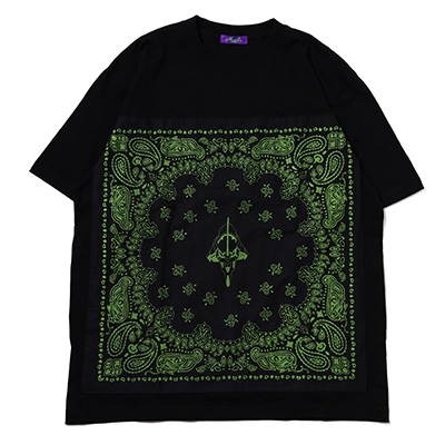 EVA-01 PAISLEYS BANDANNA T-Shirt (BLACK×GREEN)