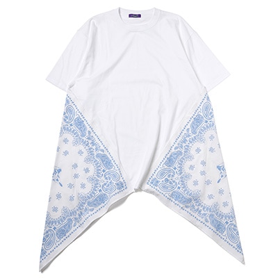 EVA-01 PAISLEYS BANDANNA BIG T-Shirt (WHITE×LIGHT BLUE)