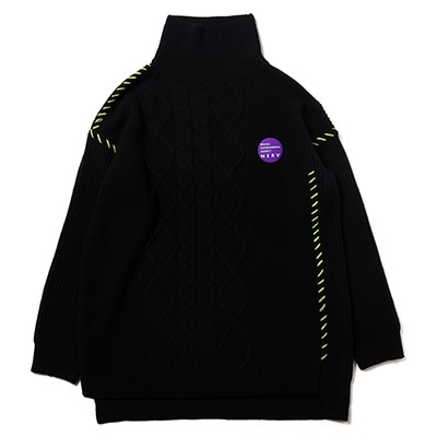 EVANGELION Hand Stitch Turtleneck Knit (BLACK)