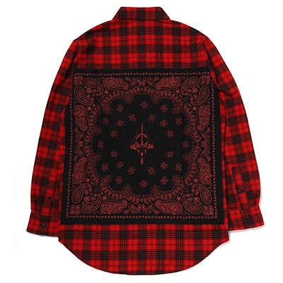 EVA-01 BANDANNA FLANNEL CHECK SHIRTS (RED×BLACK)