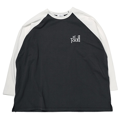 THE BEAST Embroidery Raglan Cutsew (CHARCOAL×WHITE)
