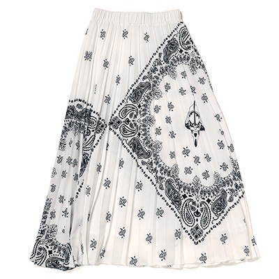 EVA-01 Paisleys Bandanna Pleated Skirt (WHITE)