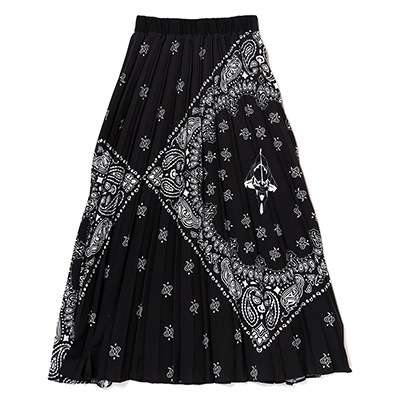 EVA-01 Paisleys Bandanna Pleated Skirt (BLACK)