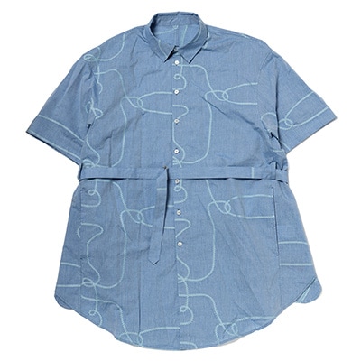 円環 rope jacquard half sleeve shirt by 01u10 (BLUE(SHINJI))