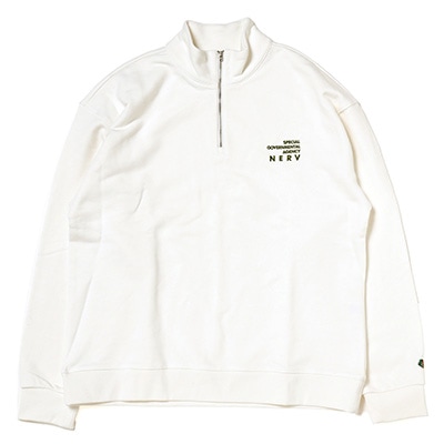 NERV Embroidery Half Zip Sweat  by FRUIT OF THE LOOM (WHITE)