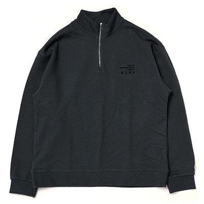 NERV Embroidery Half Zip Sweat  by FRUIT OF THE LOOM (CHARCOAL)