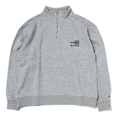 NERV Embroidery Half Zip Sweat  by FRUIT OF THE LOOM (GRAY)