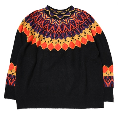 EVANGELION Nordic Pattern Knit (BLACK(ORANGE))