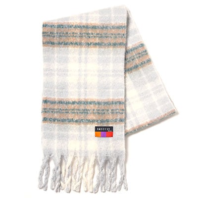 EVANGELION Fuzzy Check Muffler (LIGHT GRAY)