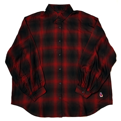 EVANGELION OMBRE CHECKED SHEER SHIRTS (RED)