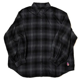 EVANGELION OMBRE CHECKED SHEER SHIRTS (GRAY)