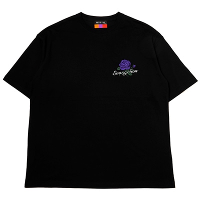 EVA-01 Flower Embroidery T-Shirt β (BLACK×PURPLE)