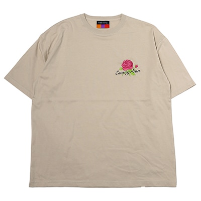 EVA-01 Flower Embroidery T-Shirt β (BEIGE×PINK)