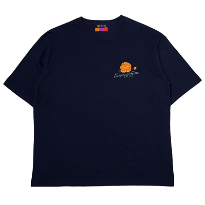 EVA-01 Flower Embroidery T-Shirt β (NAVY×ORANGE)