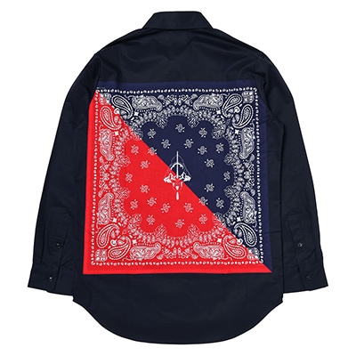 EVA-01 PAISLEYS 2TONE BANDANNA SHIRTS (NAVY)