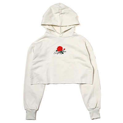 EVA-01 Flower Embroidery Cropped Parka (NATURAL)