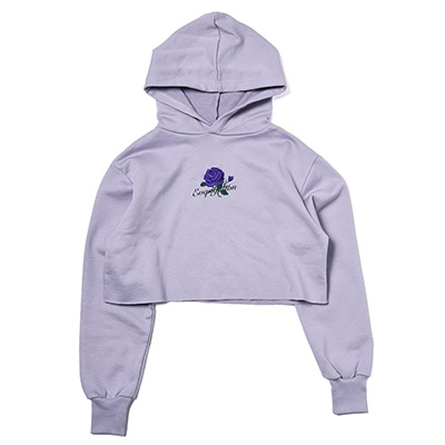 EVA-01 Flower Embroidery Cropped Parka (LAVENDER)