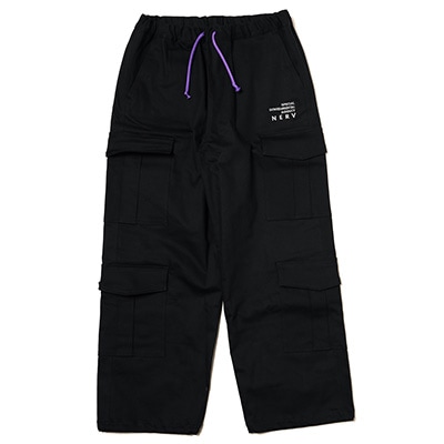 NERV WIDE CARGO PANTS (BLACK)