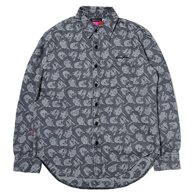 EVANGELION MONOGRAM JACQUARD DENIM SHIRT (BLACK)