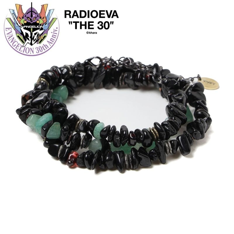 Pebble ＆ Metal Chip's Beads Cord (VIVIFY) (ブラック×グリーン（闇夜）)