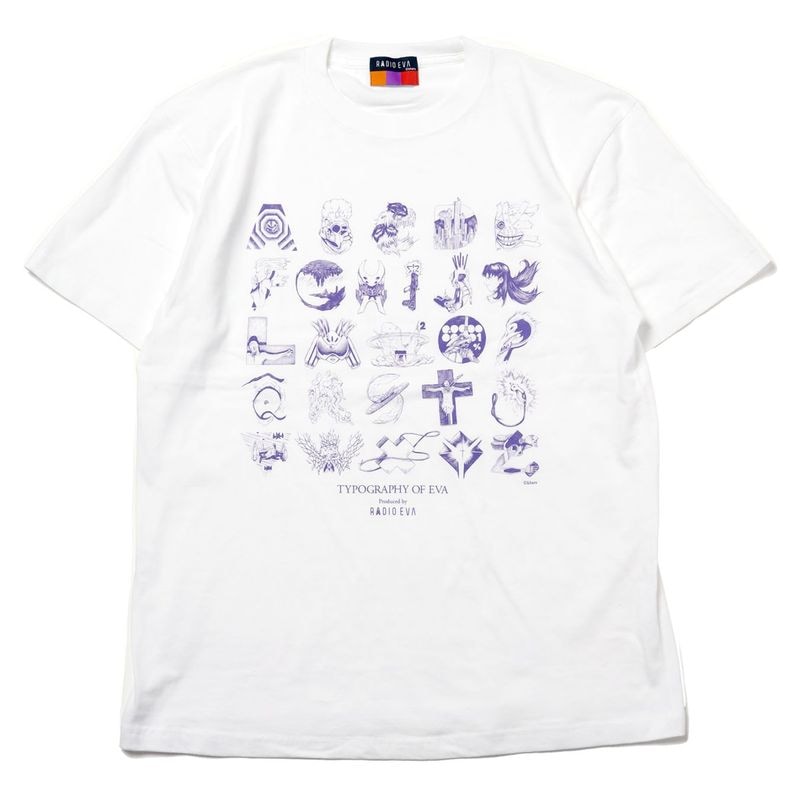 TYPOGRAPHY OF EVA index T-Shirt β（WHITE×PURPLE）