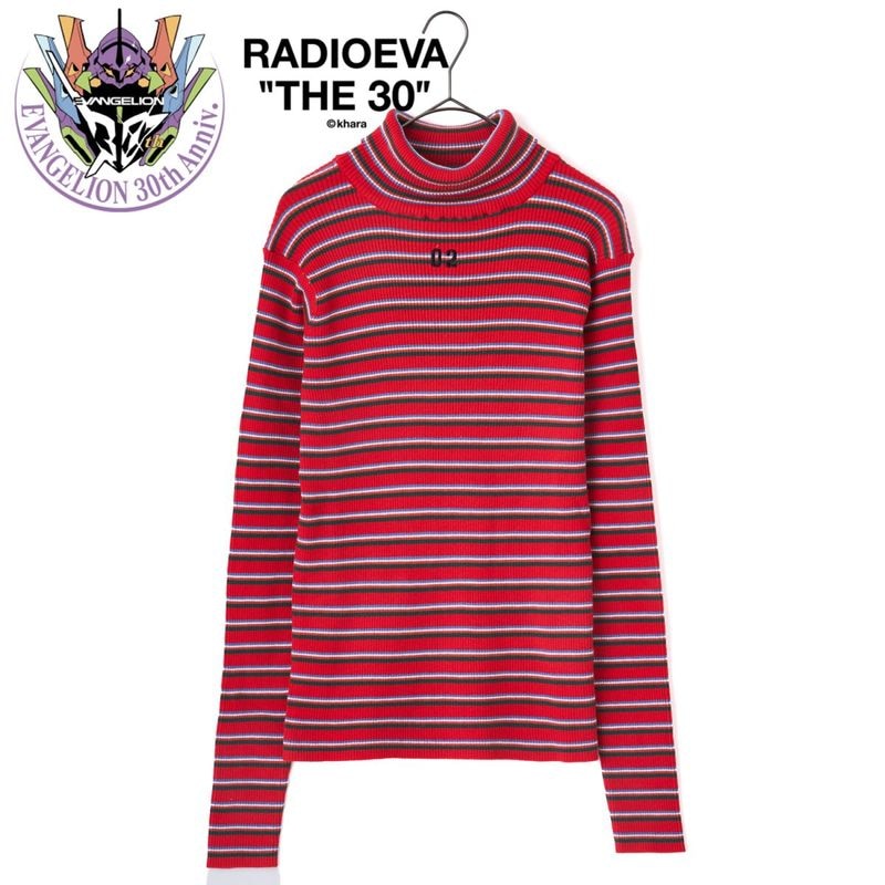 Multi Border EVA Knit by naokitomizuka（RED(02)）