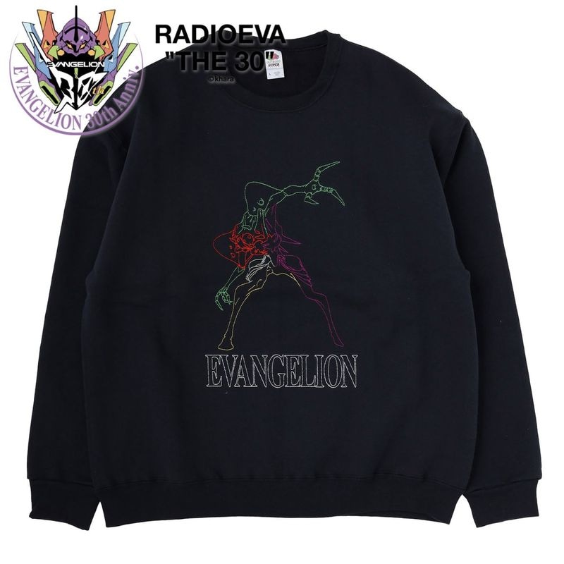 EVANGELION CREW NECK SWEAT by FRUIT OF THE LOOM（BLACK）