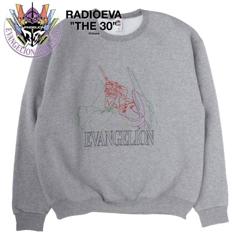 EVANGELION CREW NECK SWEAT by FRUIT OF THE LOOM（GRAY）